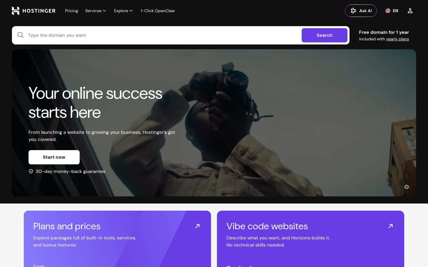 Screenshot of hostinger.com