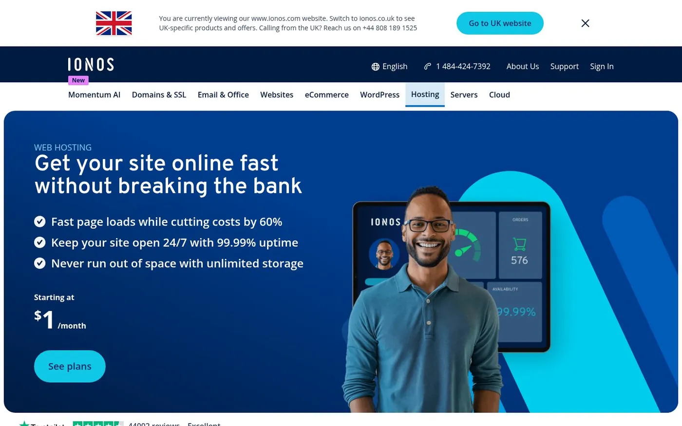 Screenshot of ionos.com