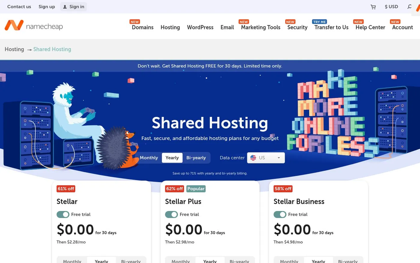 Screenshot of namecheap.com
