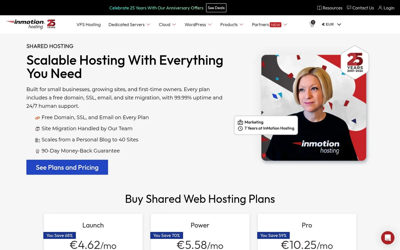 Screenshot of inmotionhosting.com