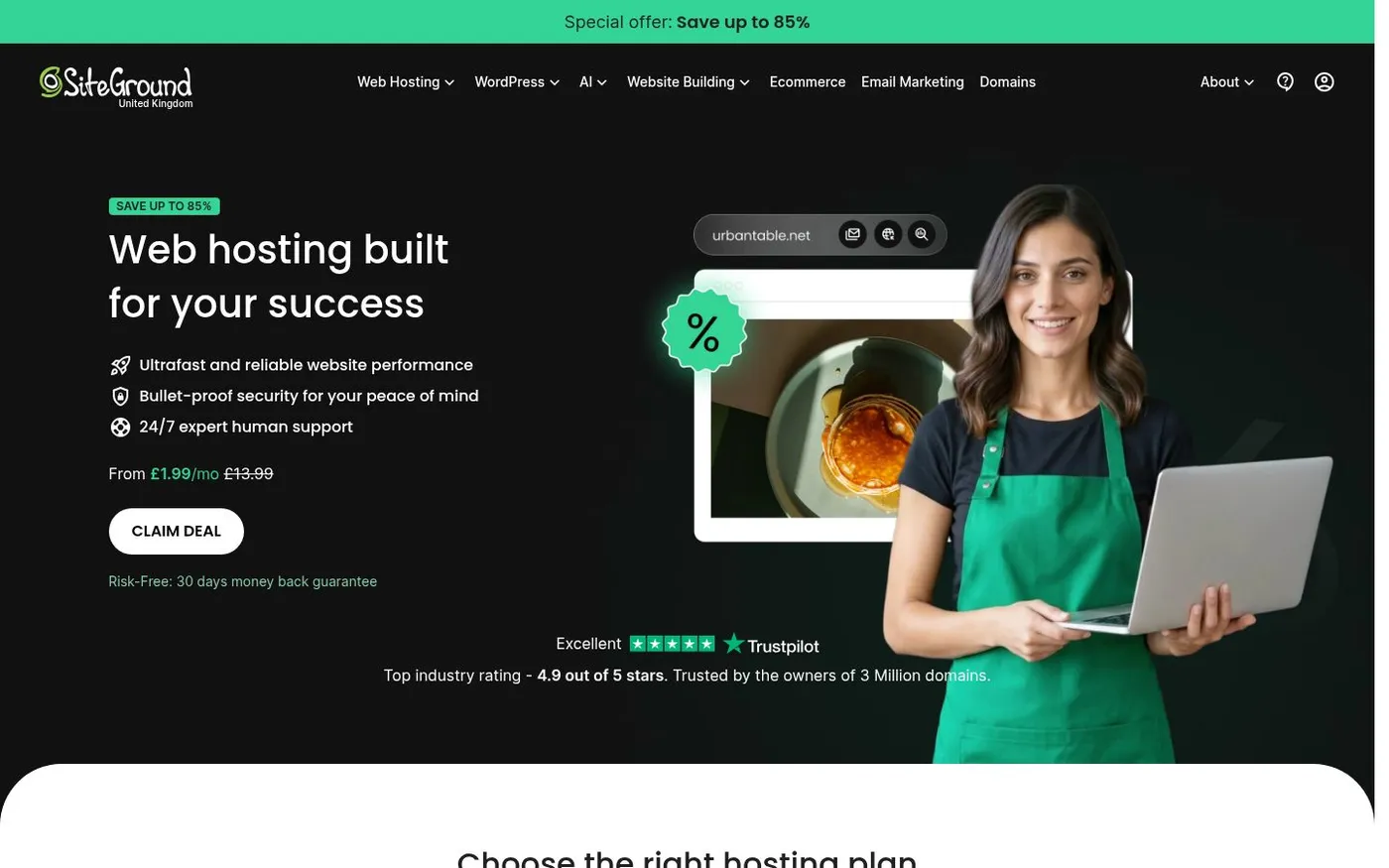 Screenshot of siteground.com