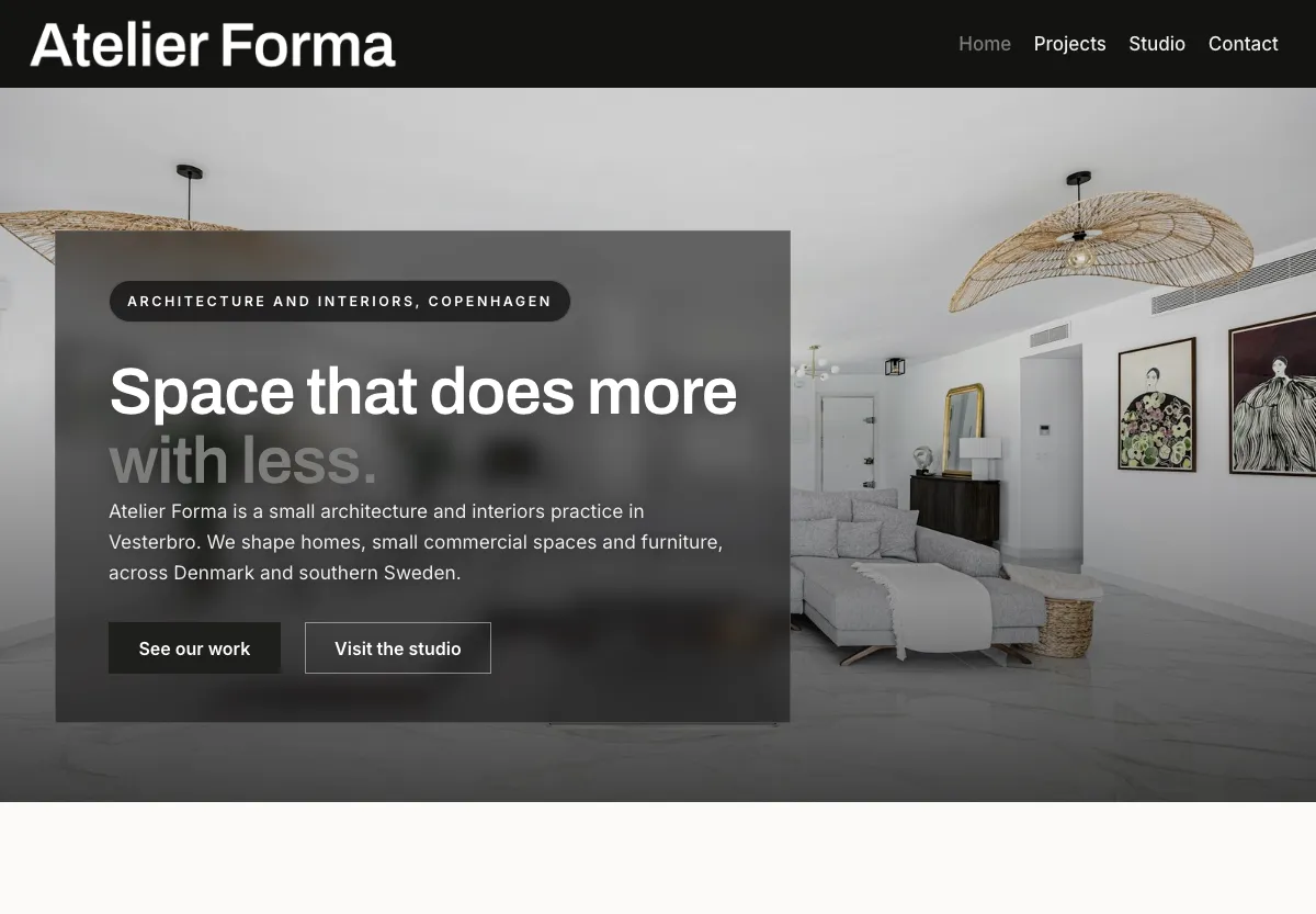 Atelier Forma - professional services preview site built by the Flashcloud team