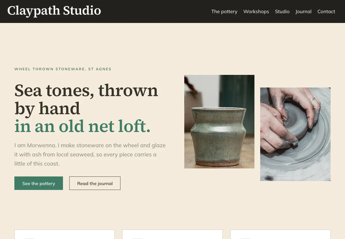 Claypath Studio - arts & leisure preview site built by the Flashcloud team