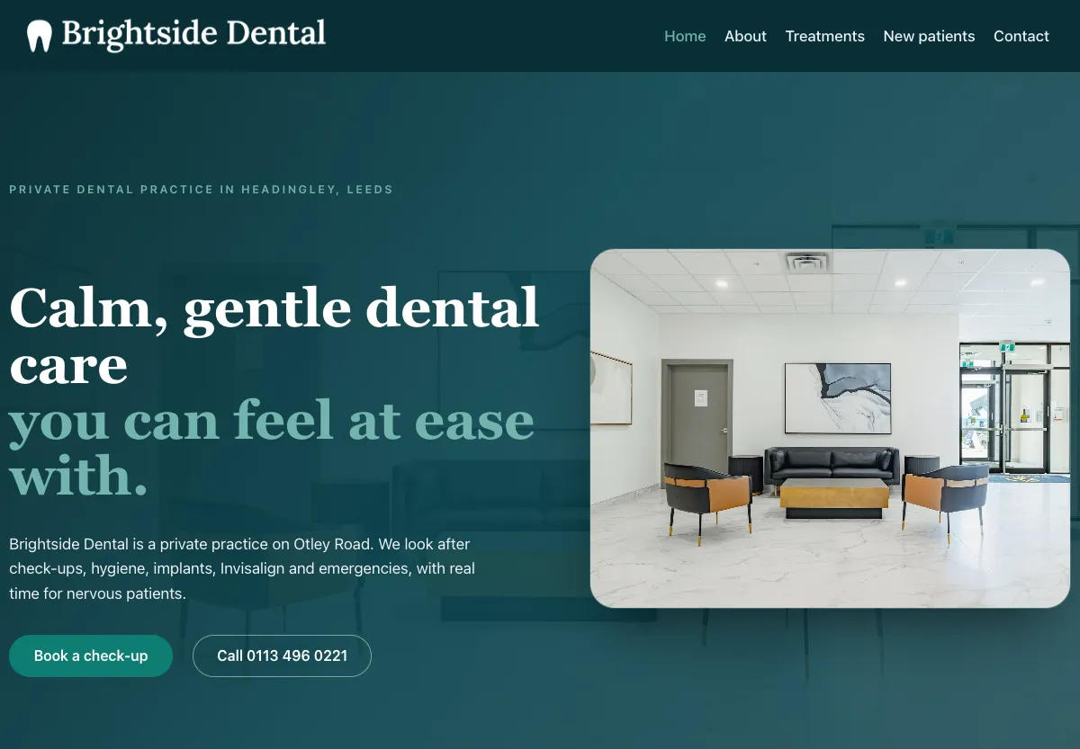 Brightside Dental - health & wellbeing preview site built by the Flashcloud team