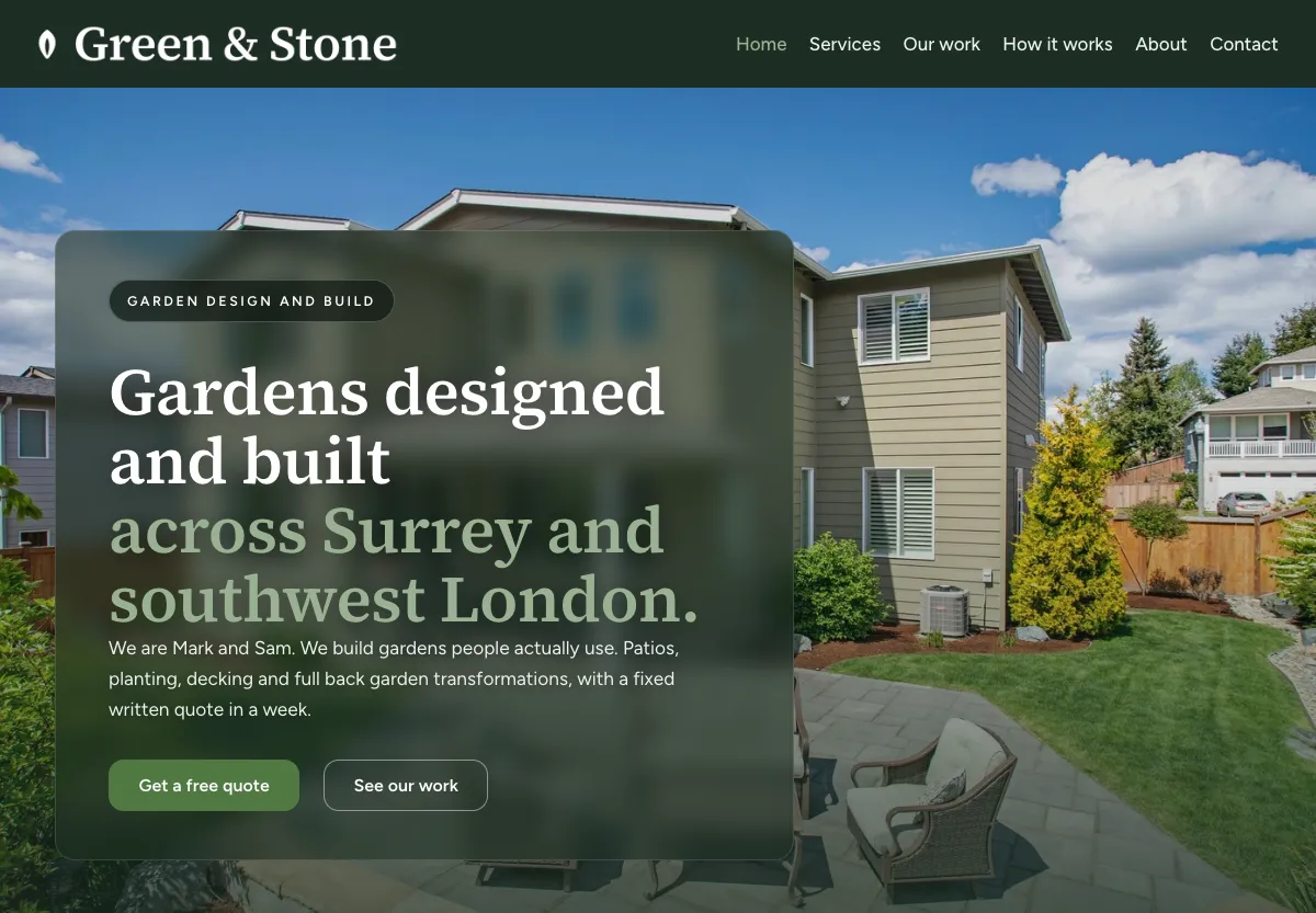 Green & Stone - home & garden preview site built by the Flashcloud team