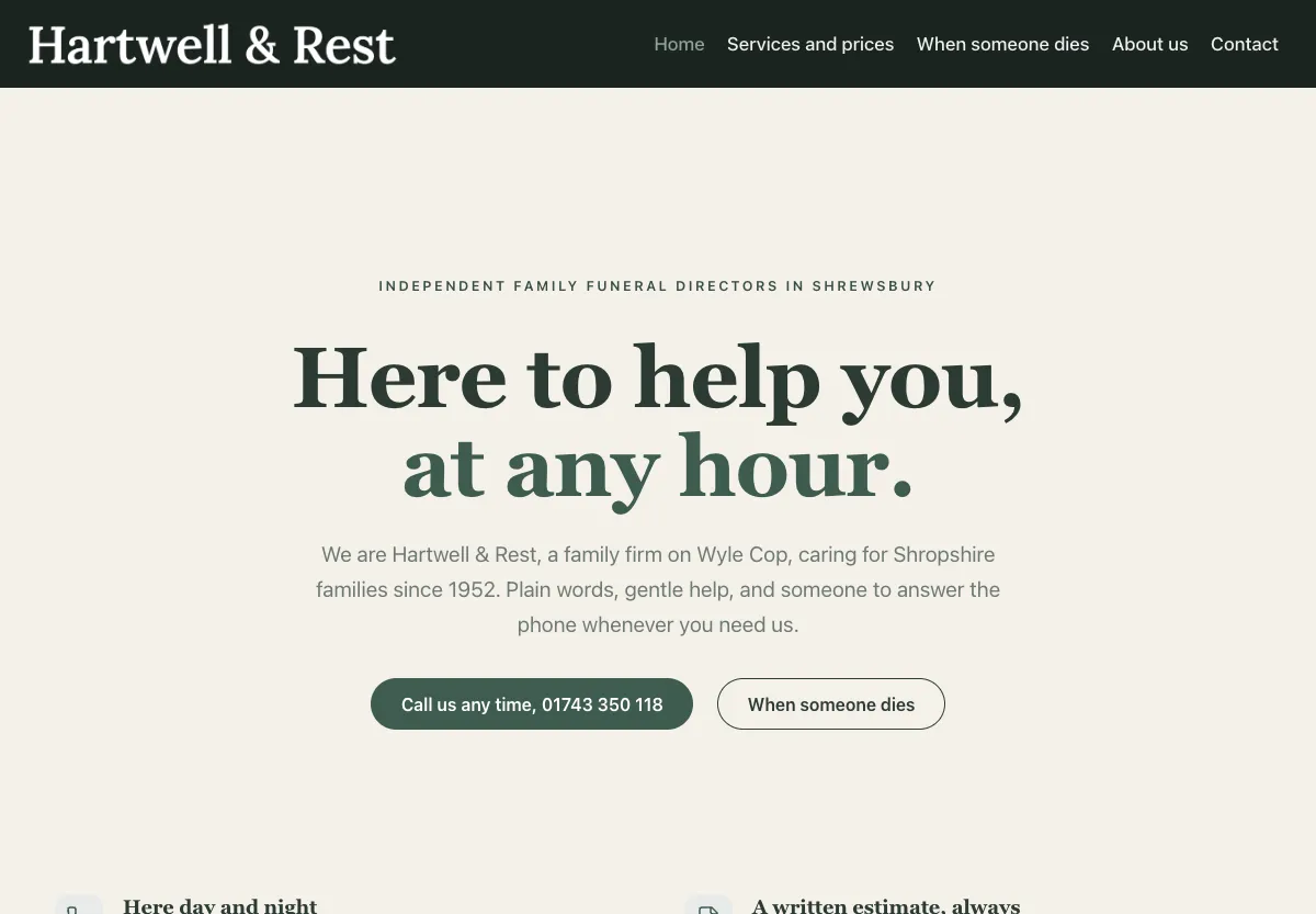 Hartwell & Rest - community & causes preview site built by the Flashcloud team