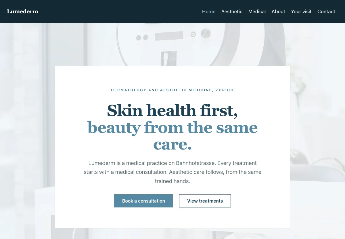 Lumederm - health & wellbeing preview site built by the Flashcloud team