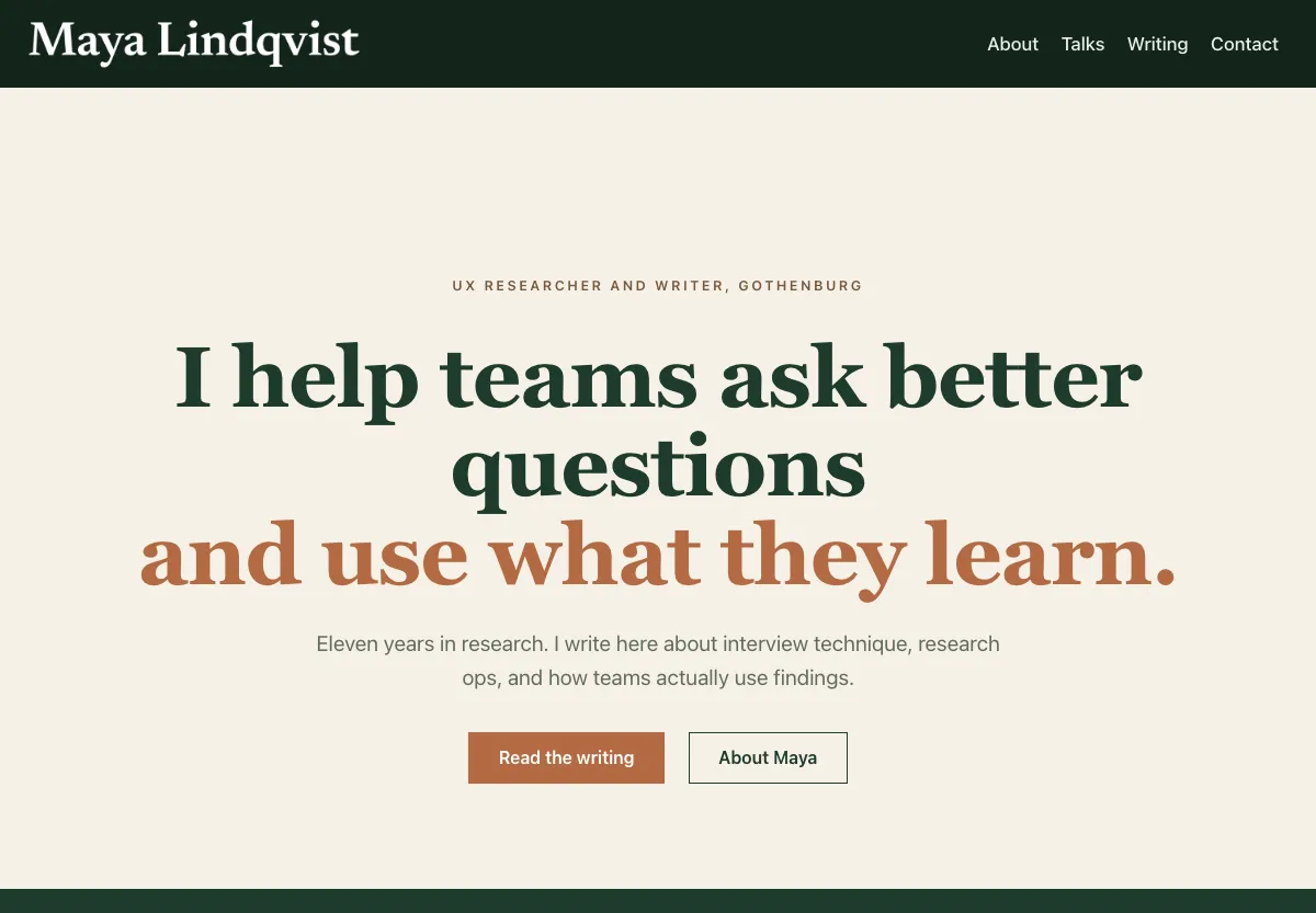 Maya Lindqvist - personal & portfolio preview site built by the Flashcloud team