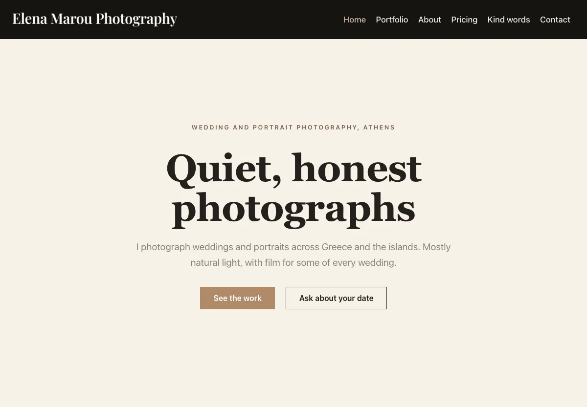 Elena Marou Photography - weddings & photography preview site built by the Flashcloud team