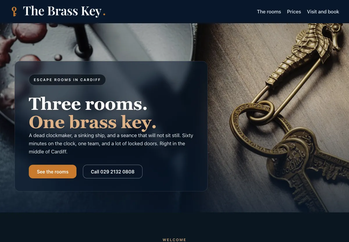 The Brass Key - arts & leisure preview site built by the Flashcloud team