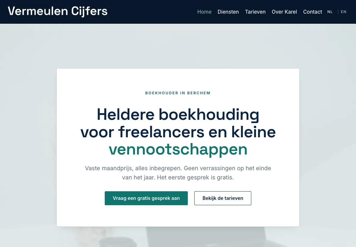 Vermeulen Cijfers - professional services preview site built by the Flashcloud team