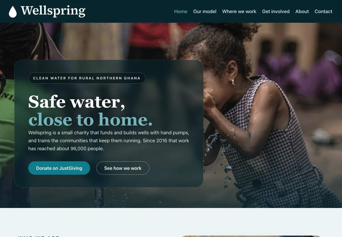 Wellspring - community & causes preview site built by the Flashcloud team