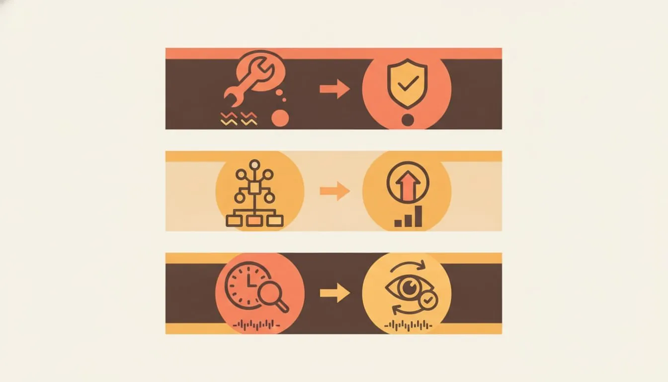 a prioritised checklist-style infographic with three rows - fix inaccurate information, strengthen online sources the AI is likely to cite, and monitor regularly - each row showing a concrete action s